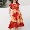 thumbnail image 3 of Robe Fille Enfant Tout-Petit Filles Fête du Canada Feuille d'Érable Drapeau Imprimé Manches Volantées Robe Florale Robe Fille Rouge 8 Ans-9 Ans, 3 of 5