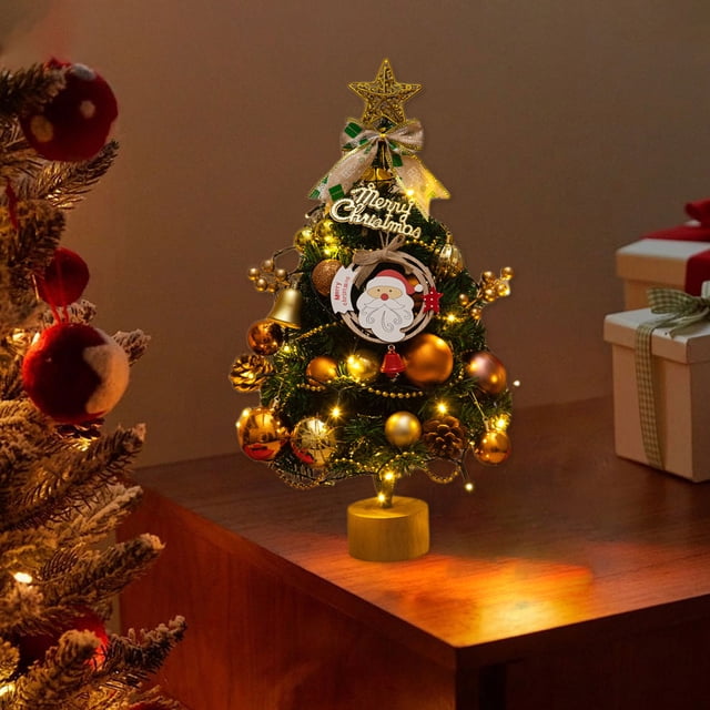 Dvkptbk Tabletop Christmas Tree with Light Christmas Party Decoration Mini Artificial Christmas Tree for Christmas Desktop Window Walkway Decoration Indoor Home Party Home Decor Christmas Decorations