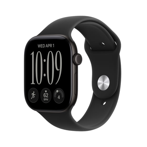 Apple Watch Series 12 GPS - Boîtier 46 mm en aluminium noir - Bracelet sport noir (M/G)