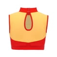 thumbnail image 4 of vastwit Kids Girls Mock Neck Tank Vest Shirts Sleeveless Color Block Letters Printed Cheerleading Uniform Crop Tops Red 14, 4 of 7