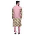 thumbnail image 3 of Atasi Mandarin Collar Traditional Solid Kurta Pajama With Printed Jacket Set, 3 of 3