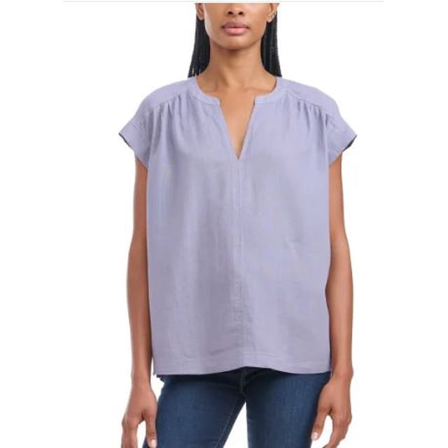 Splendid Haut pour Femme en Mélange de Lin, Bleu, Taille : L