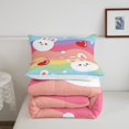 thumbnail image 4 of YST Cute Rabbit Comforter Rainbow Bedding for Girls Cute Bunnies Bedding Sets & Collections Colorful Striped Down Comforter Full Red Hearts Quilt,Cartoon Animals Decor Kids Bedroom Decor 3pcs, 4 of 6