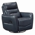 thumbnail image 1 of Lexicon Thomas Leather Swivel Glider Reclining Chair in Dark Blue, 1 of 14