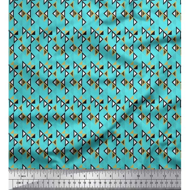 Soimoi Velvet Fabric Dot & Triangle Shirting Print Fabric by The Yard 58 Inch Wide