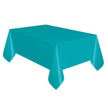 Unique Industries Teal Solid Rectangular Plastic Tablecloths, 54" x 108"