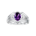thumbnail image 1 of RYLOS Men's Rings 14K White Gold Rings Classic Designer Style 9X7MM Oval Gemstone &  Diamond Ring Amethyst February Birthstone Rings For Men Size 8, 1 of 7