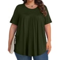 thumbnail image 2 of Plebaso Hauts Grande Taille pour Femmes Tunique Plissée à Manches Courtes Col Rond Blouses Habillées Amples pour Femmes, 2 of 7