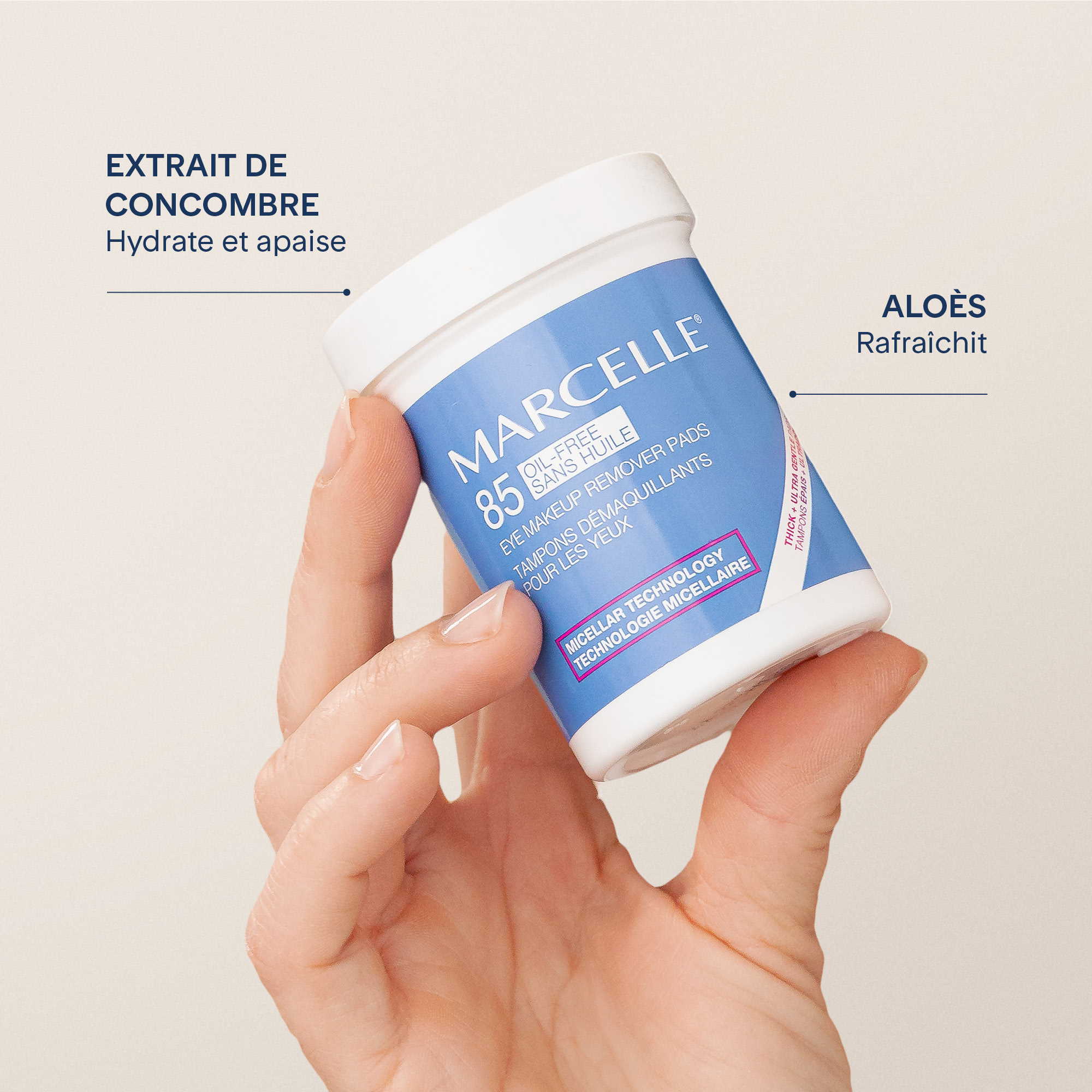 Marcelle Oil-Free Eye Makeup Remover Pads with Micellar Technology, 85 pads
