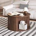 thumbnail image 2 of EDTara Round 28-Inch Coffee Table, Mid Century Modern Fluted Base With Hidden Storage and Sliding Tambour Door, 2 of 7