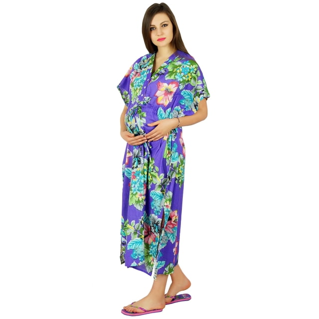 Bimba Robe Caftan d'Allaitement Robe de Nuit de Maternité/ Robe d'Accouchement à l'Hôpital - Boutons avant