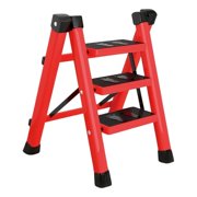 Almencla 3 Step Folding Ladder Durability Lightweight for Household Kitchen Warehouse Red