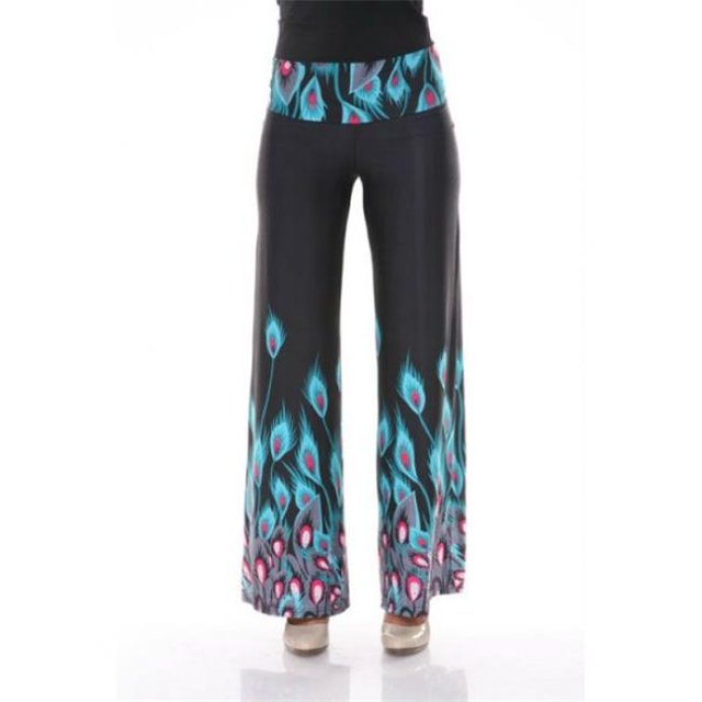 White Mark Printed Palazzo Pants, 106-Teal Peacock - Large