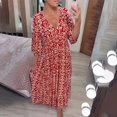 thumbnail image 2 of WTXUE Robes d'Été pour Femmes 2024, Jupe Longue Décontractée Ample et Polyvalente à Col en V pour le Printemps pour Femmes, Robe de Plage, Robe Fleurie pour Femmes, Robes Rouges pour Femmes, Rouge m, 2 of 4