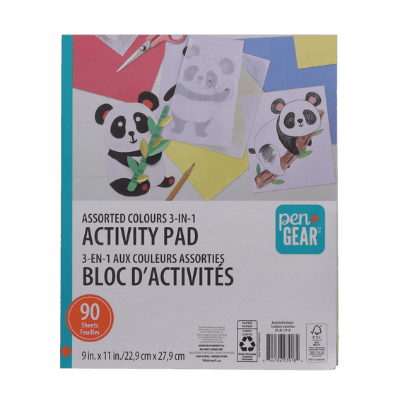 Pen+Gear 3-in-1 Activity Pad, 9" x 11", 90 Sheets