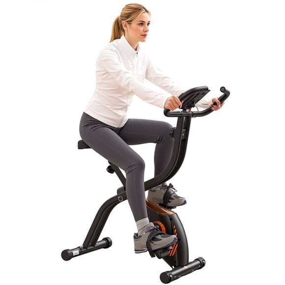 Naipo Vélo d'Exercice Orange à 16 Niveaux de Résistance Magnétique pour Gym à la Maison, Vélo de Cyclisme Intérieur Compact avec Moniteur LCD et Vélo Stationnaire Silencieux Ajustable avec Capacité de 265 Lb