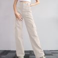 thumbnail image 2 of Chbgutlmr Pantalon Cargo pour Femmes Taille Élastique Jambe Droite Extérieur Ample Décontracté Pantalon de Randonnée Automne, 2 of 6