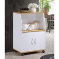 thumbnail image 2 of Hodedah Mini Chariot Îlot pour Micro-Ondes à Roulettes avec Armoire, Blanc, 2 of 4