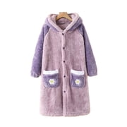 Beautyzll Kids Girls Fleece Hooded Bathrobe Soft Cozy Long Robes Warm Long-Length Pajamas with Hoods 6-15T