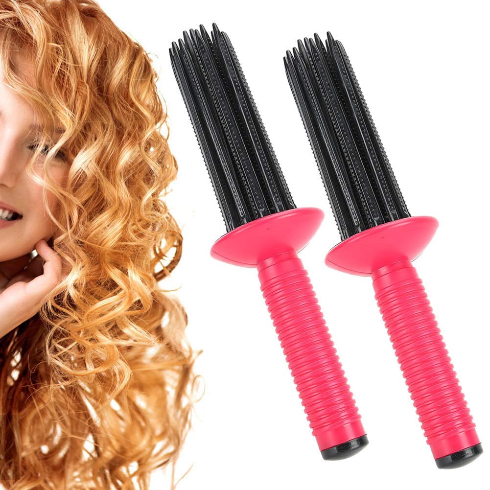 EcoNesxp Fluffy Curling Iron Tool 17 Comb Teeth 2-Piece Set Non-Slip Curling Iron