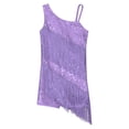thumbnail image 3 of Ocealan Robe de Danse Latine pour Filles Paillettes Jazz Moderne Fête d'Anniversaire Jupe à Franges Justaucorps Lavande 12, 3 of 5