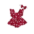 thumbnail image 1 of EYIIYE Bébé Fille Floral Robe Romper + Bandeau Volant Licou Body, 1 of 6