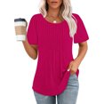 thumbnail image 2 of AherBiu Tuniques pour Femmes Amples Décontractées à Manches Courtes Couleur Unie Confortables d'Été à Col Rond Blouse T-Shirts, 2 of 7