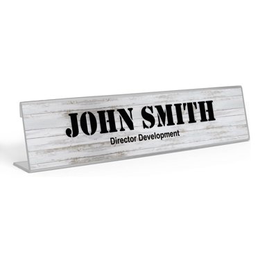 Printtoo personnalisé bureau nom plaque jolie bois Texture personnalisé acrylique bureau nom plaque accessoire 2 x 10 pouces