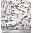 thumbnail image 1 of Soimoi Brown Rayon Fabric Leaves & Primrose Floral Printed Fabric 1 Yard 56 Inch Wide, 1 of 3