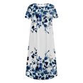 thumbnail image 3 of SMihono Robe d'Été pour Femmes Grande Taille Mode Femmes Été Imprimé Décontracté Col en V Boutons Manches Courtes Poches Robe de Vacances, 3 of 4