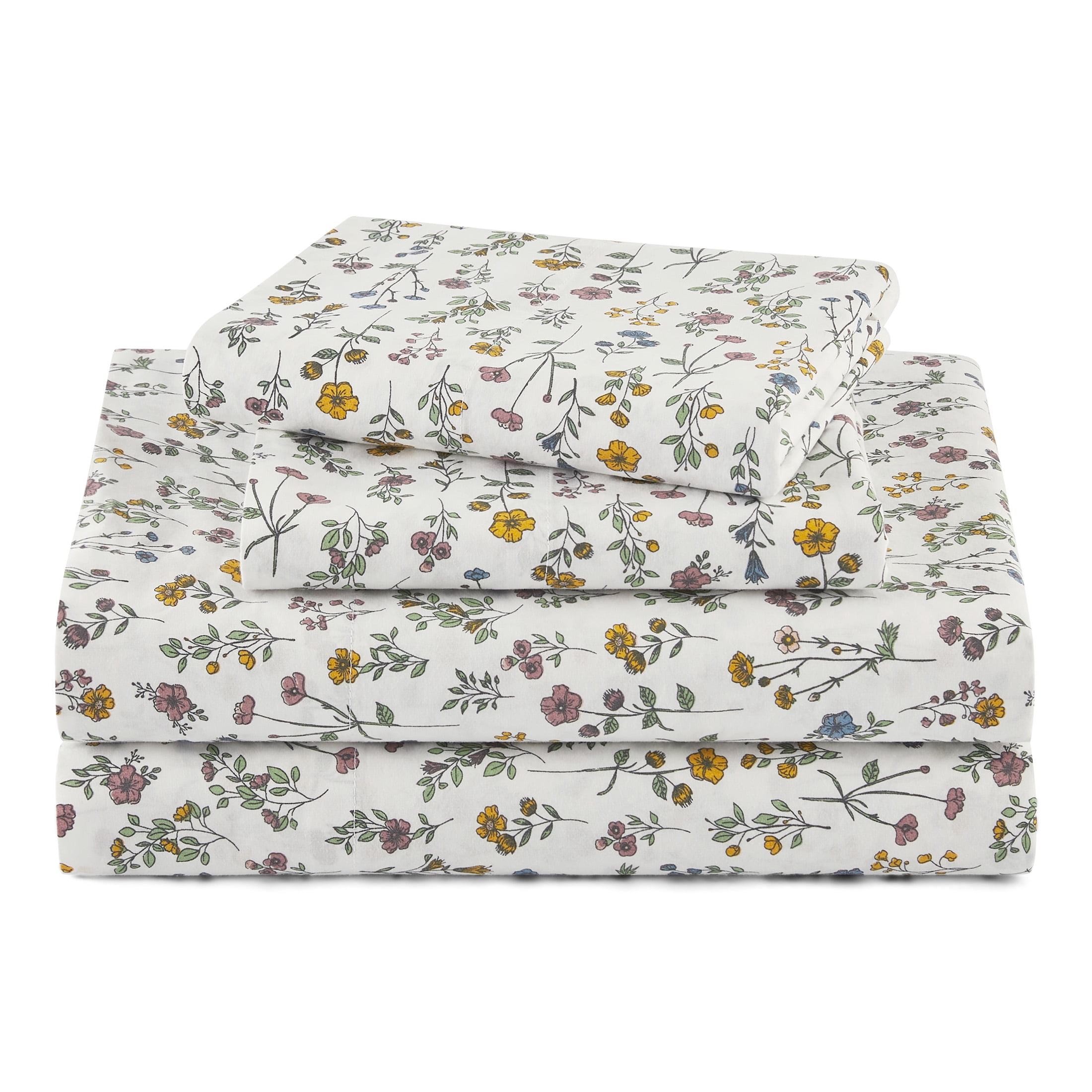 ENSEMBLE DE DRAPS EN PERCALE BOTANIQUE 4 PIÈCES BLANC, GRAND LIT – BEAUTIFUL PAR DREW BARRYMORE