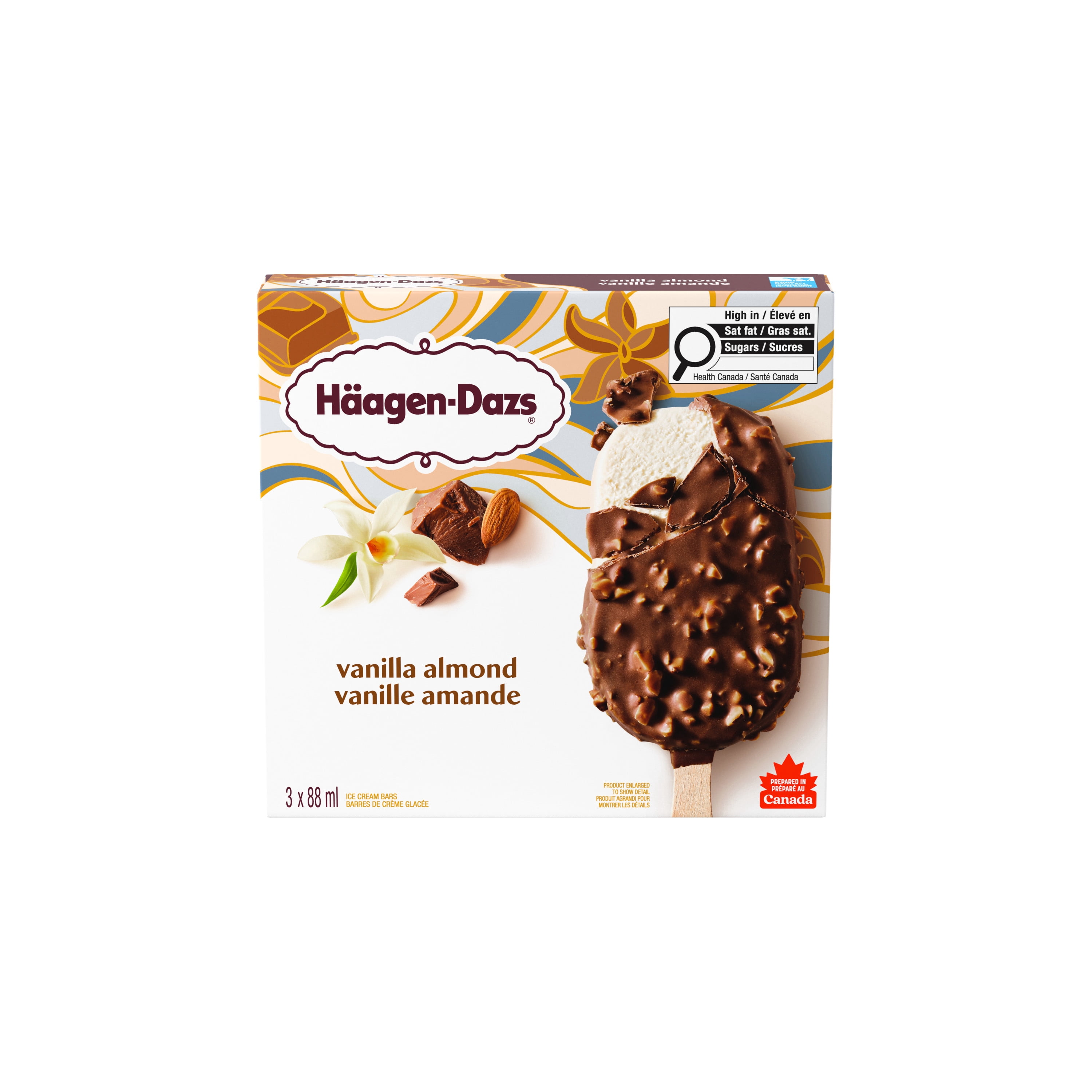 HAAGEN-DAZS Barres De Crème Glacée Vanille Amande 3 x 88 ml