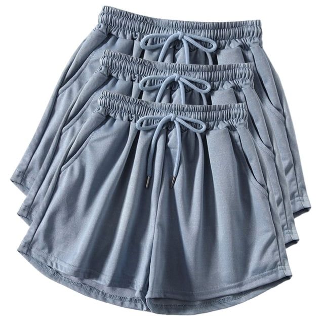 Diufon Womens 3PCS Jogger Shorts Elastic Waist Drawstring Yoga Shorts Solid Color Shorts with Pockets