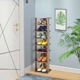 thumbnail image 3 of Giantex 7 Tiers Vertical Shoe Rack, Entryway Slim Wooden Shoes Racks, Skinny Shoe Organizer, Space Saving Shoes Storage Stand for Front Door, Brown, 3 of 8
