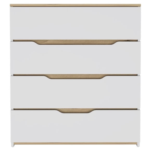 Atlin Designs Modern 4-Drawer Wood Bedroom Dresser in White/Light Oak