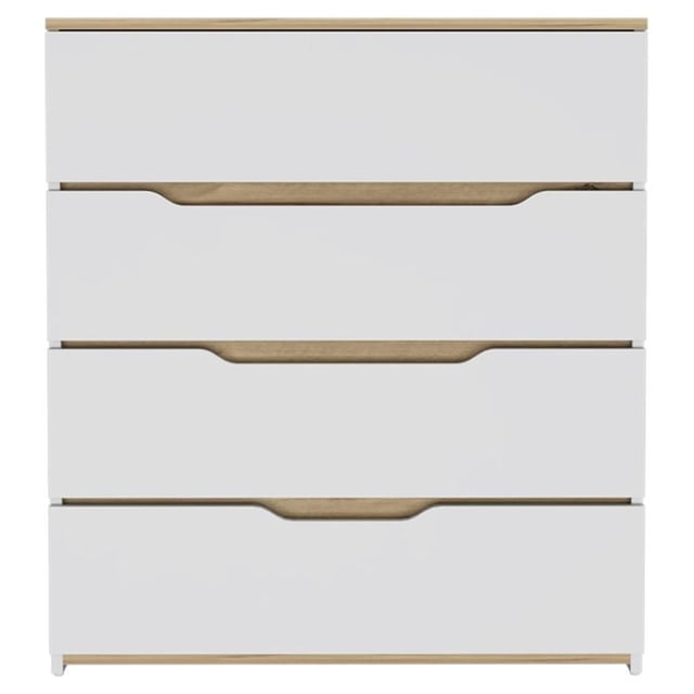 Atlin Designs Commode de Chambre Moderne à 4 Tiroirs en Bois, Blanc/chêne Clair