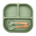 thumbnail image 1 of Silicone Divided Tableware Set for Dining Table and Food Serving Tray with Utensil Holder Durable Kitchen Dish for Meals, 1 of 3