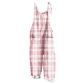 thumbnail image 1 of Lenpel Women's Jumpsuits Plus Size Sleeveless Spaghetti Strap Striped Plaid Straight Leg Rompers Causal Loose Overalls with Pockets, 1 of 5