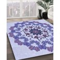 thumbnail image 3 of Ahgly Company Tapis d'Intérieur Lavable à la Machine, Carré, Transitionnel, Bleu Ardoise, Tapis de Zone, 8 Pieds Carré, 3 of 7