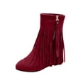 thumbnail image 2 of LSLJS Bottes Mode Femme Unies Femmes à Bout Pointu à Franges Talon Plat Bottes Chaussures, Bottines et Bottillons pour Femmes, Bottes pour Femmes, 2 of 5