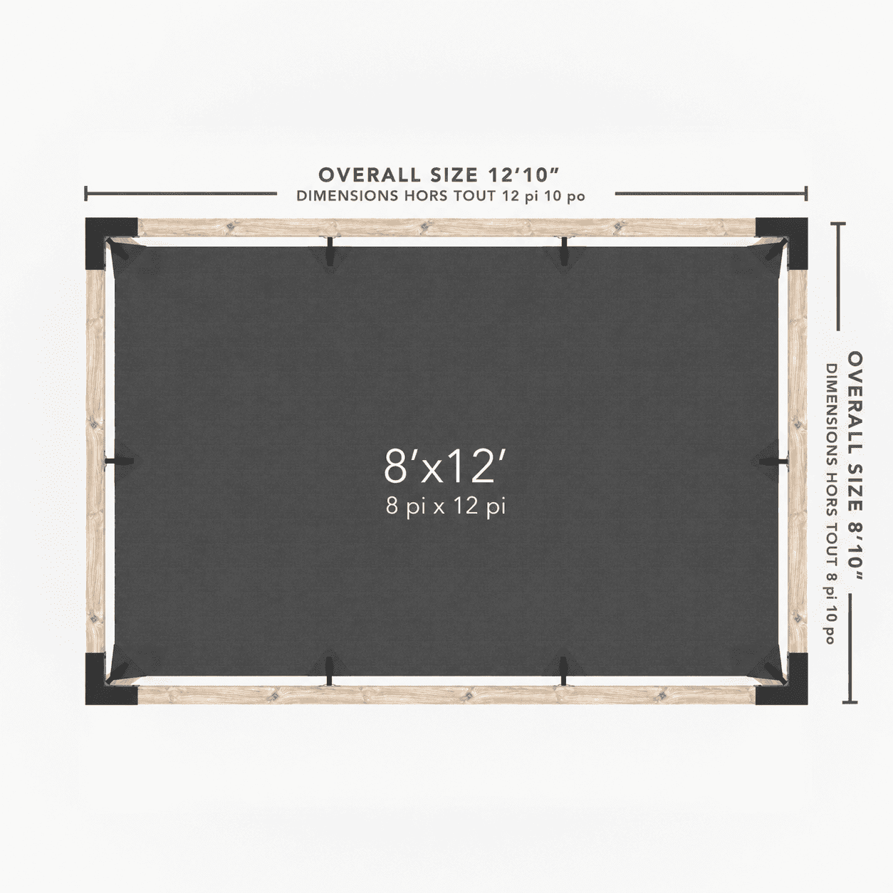 Toja 8' X 12' Pergola Kit With Shade Sail For 4X4 Wood Posts