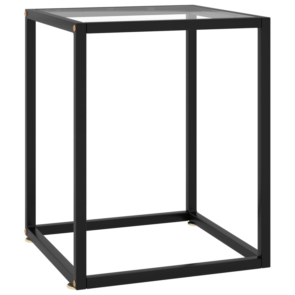 vidaXL Table Basse Noir avec Verre Trempé 40x40x50 cm