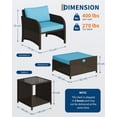 thumbnail image 2 of Patio Furniture Heavy Duty 5-Piece Set – PE Rattan Wicker Lounge with Hidden Ottomans & Glass Table – Outdoor Conversation Set for Porch, Backyard & Balcony – Blue, 2 of 7