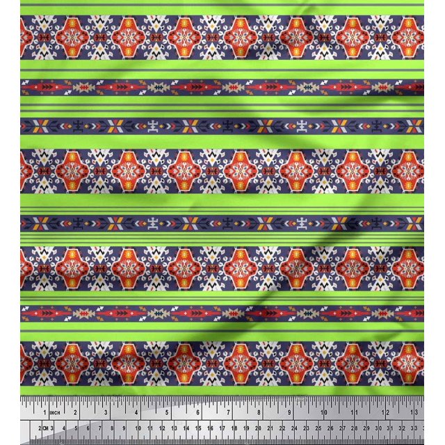 Soimoi Rayon Fabric Ikat Southwestern Print Fabric by The Yard 42 Inch Wide