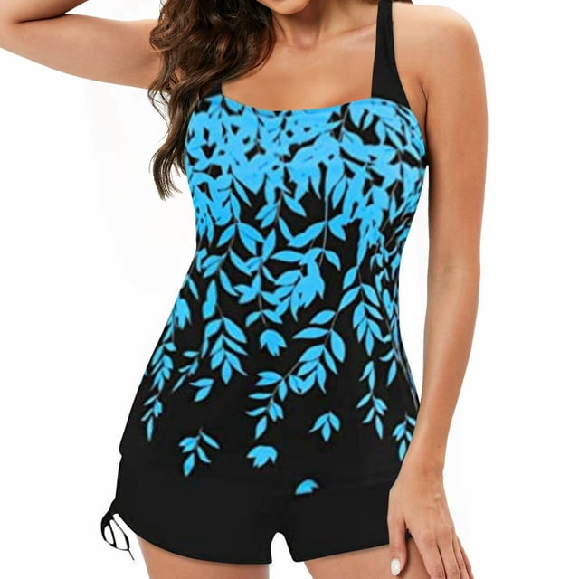Two Piece Bathing Suit For Women Tummy Control Bathing Suits Athletic Blouson Swim Tank Top With Shorts