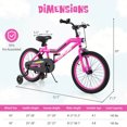 thumbnail image 3 of Costway 18" LED Lighted Kids Bike with Adjustable Seat Coaster Brake Training Wheels Pink Patented, 3 of 10
