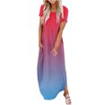 thumbnail image 1 of Yuyuzo Robe Maxi pour Femmes Été à Manches Courtes Plage Longue Robe d'Été Dégradé T-Shirts Robes avec Poches, 1 of 5