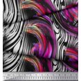 thumbnail image 2 of Soimoi Pink Polyester Crepe Fabric Stripe & Leopard Animal Skin Printed Fabric 1 Yard 42 Inch Wide, 2 of 3