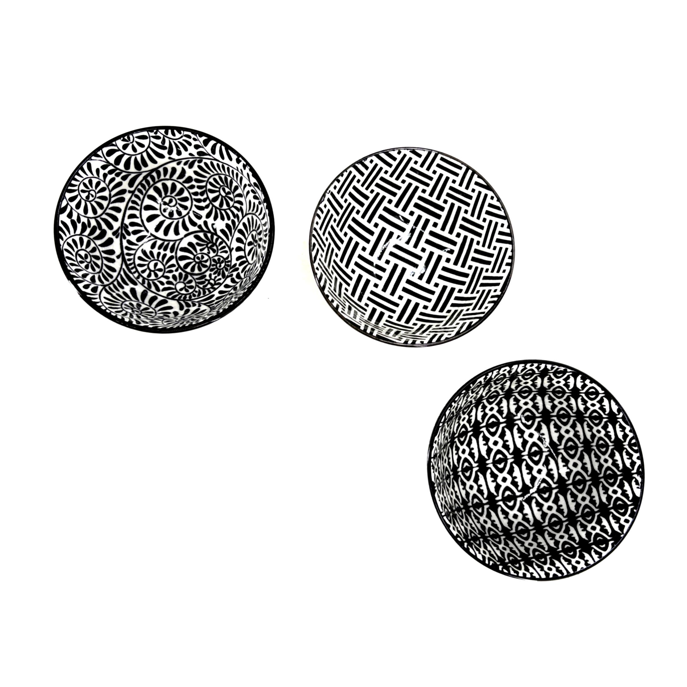 Hometrends bol à trempette rond 200ML, motifs assortis noir et blanc