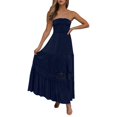 thumbnail image 1 of Cathalem Maxi Robe d'Été pour Femme Sans Manches à Col en V Fendu, Robe de Soirée Cocktail Longue, Bleu Foncé m, 1 of 5